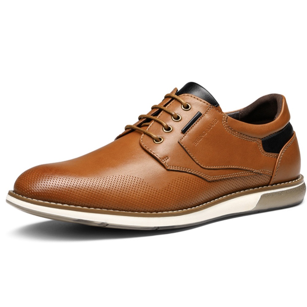 Men's Casual Leather Derby in Brown with Black Accents